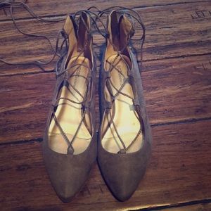 BCBG lace up ballet flats